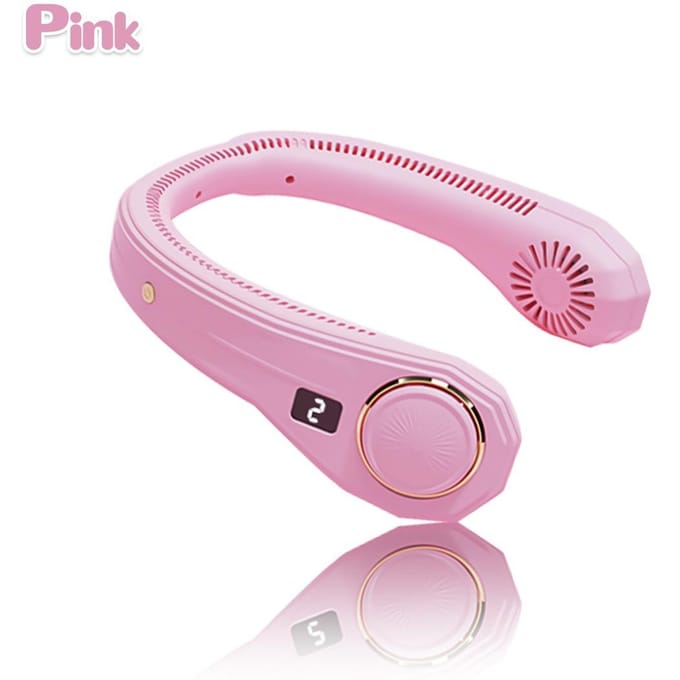 3 versnellingen hangende dubbele koeling nekventilator Mini USB draagbare oplaadbare stille ventilator voor reizen buiten binnen nekventilator roze