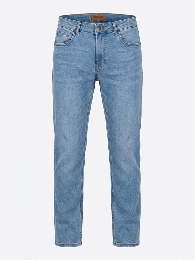 OMBRE Broek - Slim Fit - Katoen - Rits Licht Indigo L