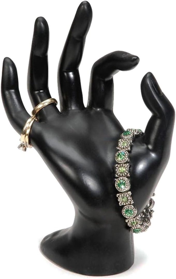Hand Vorm Display - Sier Display - Sieraden Presentatie - Stabiele Basis - 3.5 x 12.7 cm - Zwart