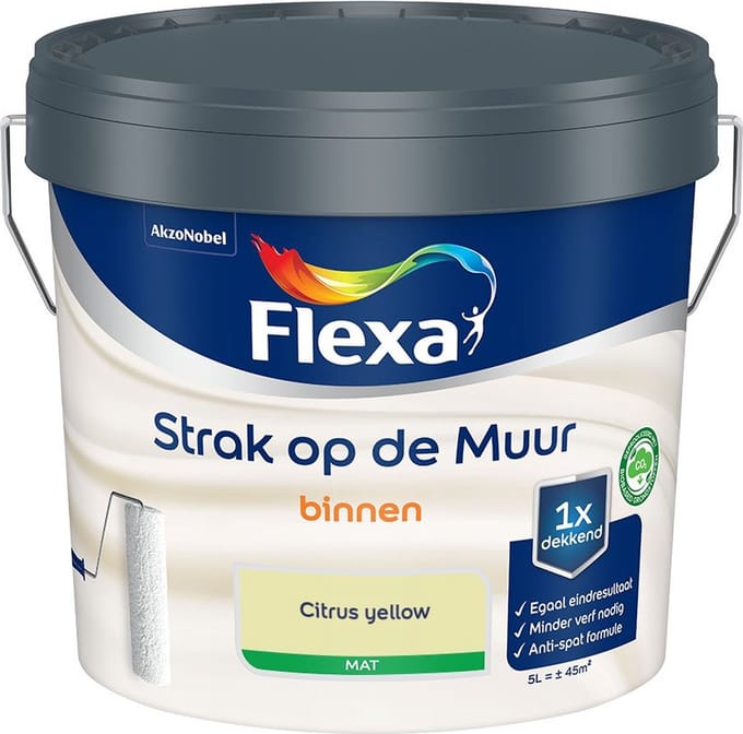 Flexa - Strak Op De Muur Binnen Mat - Citrus Yellow - Mengverf - 5 L