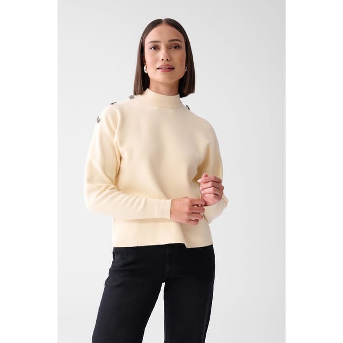 Shoeby La-sbstar Button Knit Offwhite Taglia: M | Maglioni a maglia Outlet | Donna | Bianco