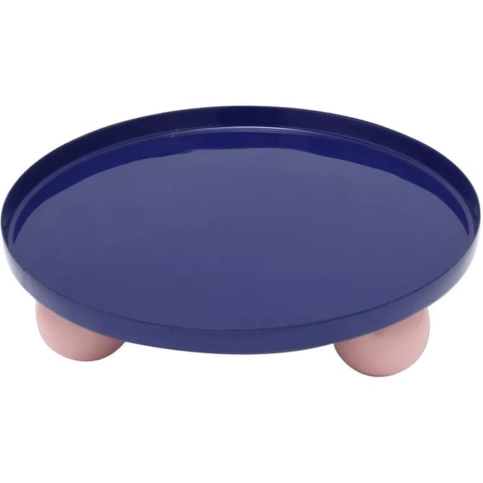 Present Time Dienblad Double Funky Round Large - Blauw - 25x25x6.5cm - Modern