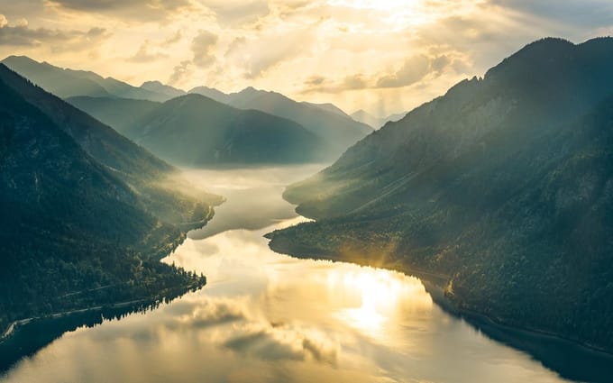 Fotobehang Gold Mountains - Meerkleurig - 2,50m X 400cm