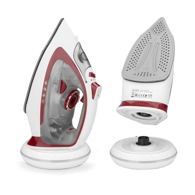 TZS First Austria Stoomstrijkijzer - Draadloos - 2400W - Wit/Rood
