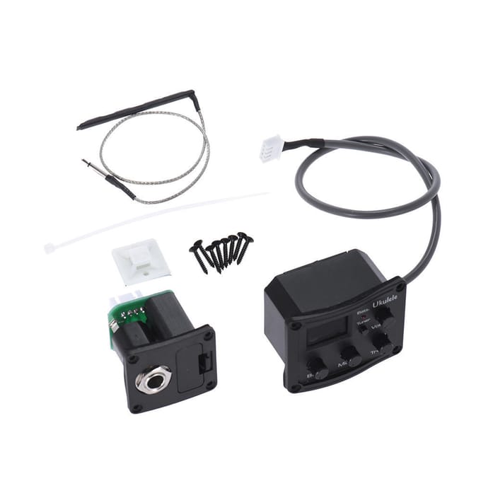 Ukelele Ukelele Uke Piezo Pickup Preamp 3-Band EQ Equalizer Tuner Systeem met LCD Display gray