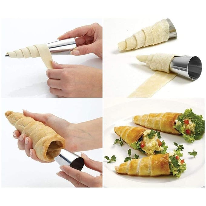 Lot de 16 moules à crème en acier inoxydable pour pâtisserie white