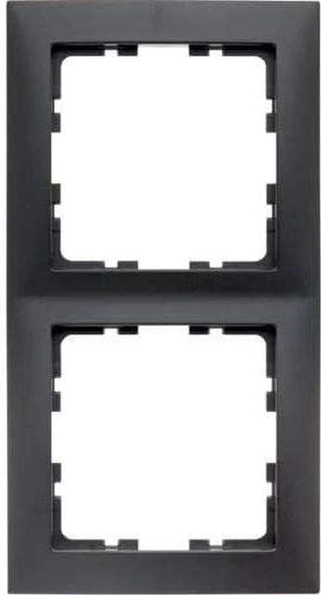 Afdekraam 2 elementen - Frame stopcontact Dubbel raam - Wandafwerking - Aluminium geanodiseerd - 2 elementen - Antraciet