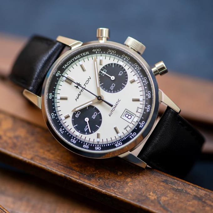 Hamilton Intra-Matic H38416711 Tachymeter Automatisch Herenhorloge wit