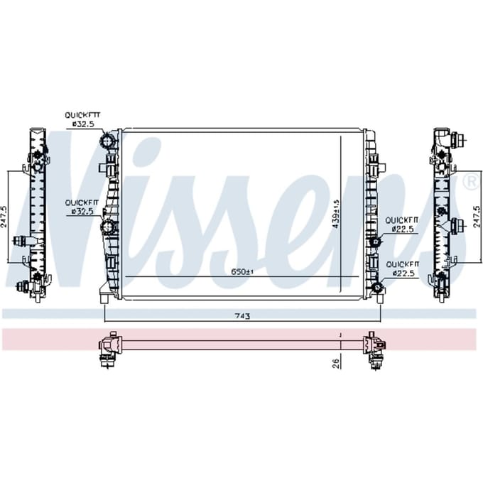 Radiator, motorkoeling NISSENS 606723