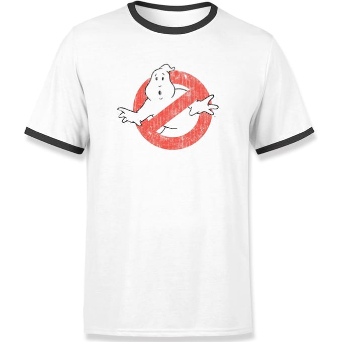 Ghostbusters Vintage Classic Logo Men's Ringer T-Shirt - White/Black - M