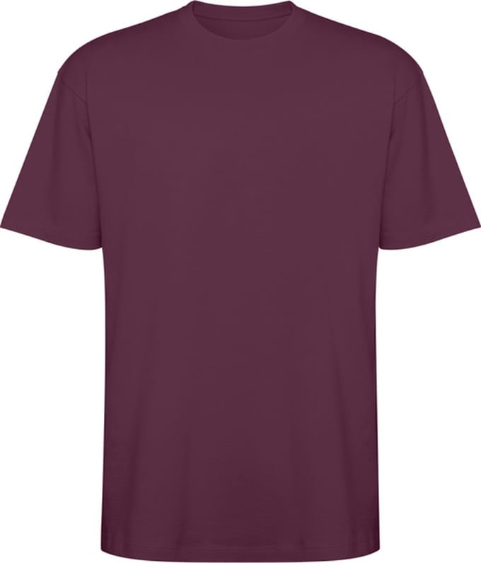 4 Pack Donker Rood / Plum oversized unisex t-shirt katoen Model Bull merk Roly maat L