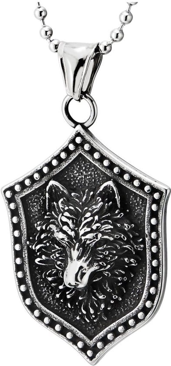 Allecto - Vintage Viking-wolfskop - Heren halsketting - Robuuste