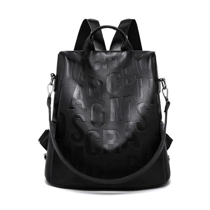Rugzak Anti-diefstal Achterrits Mode Letter Student Schooltas Vrije tijd Reizen black