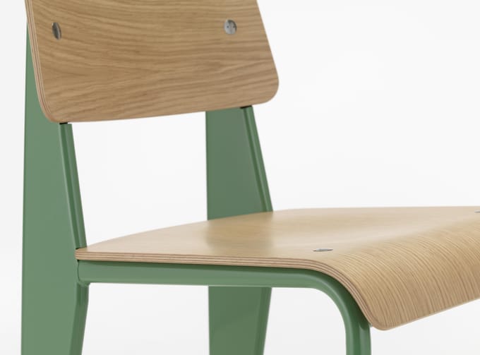 Vitra Standard - Stoel - Prouvé Blé Vert - Eiken licht