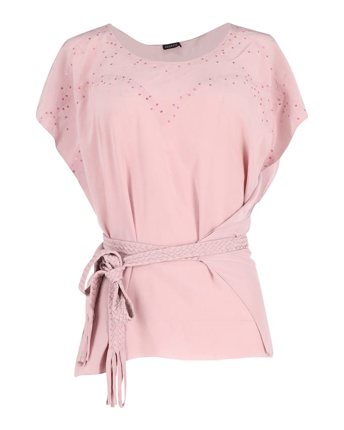Joseph top met pailletten en riem in roze zijde