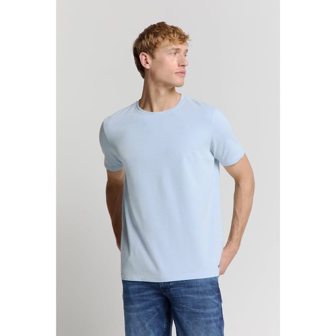 No Excess T-shirt Crewneck Solid Relief Knit Sky Größe: XXL | Basic T-Shirts Outlet | Herren