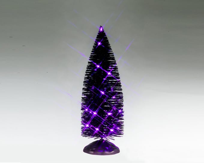 Spooky Town - Black Bristle Tree Purple Lights