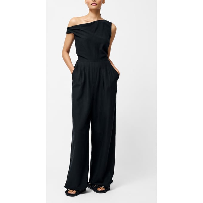 French Connection Ariette Linen Blend Jumpsuit Black Größe: 6 | Jumpsuits Outlet | Damen | Weiß