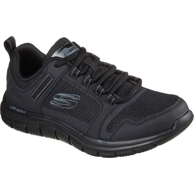 Skechers Track Knockhill Zwarte Leren Herensneakers