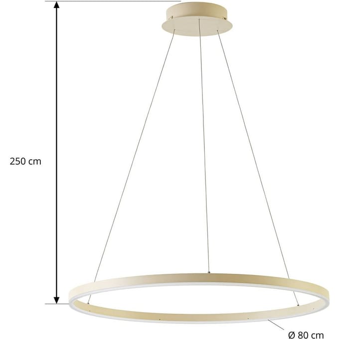 Arcchio LED hanglamp Albiona, beige, 1 ring, Ø 80 cm