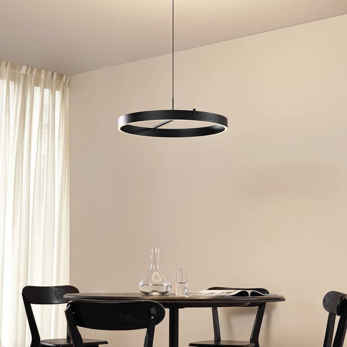 Lucande LED hanglamp Rovan, Ø 60 cm, zwart, CCT, dimbaar