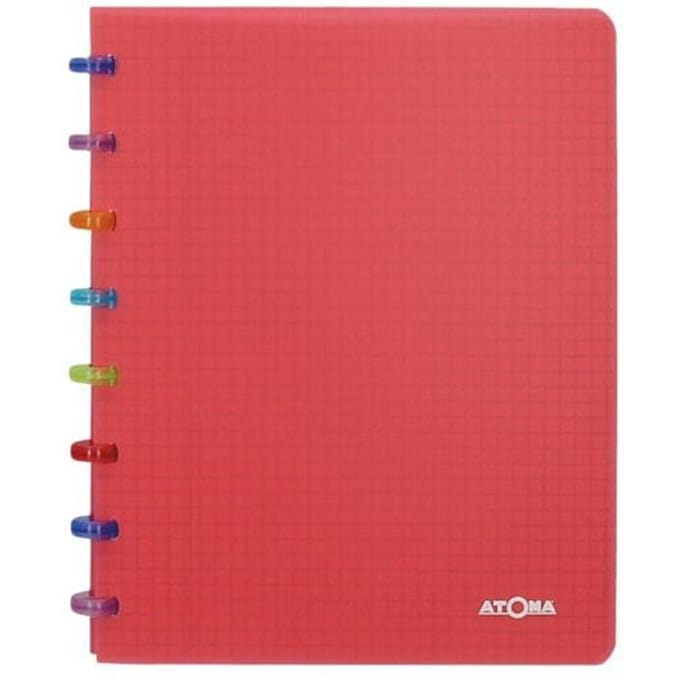 Atoma Tutti Frutti schrift - A5 - 144 bladzijden - commercieel geruit - transparant rood