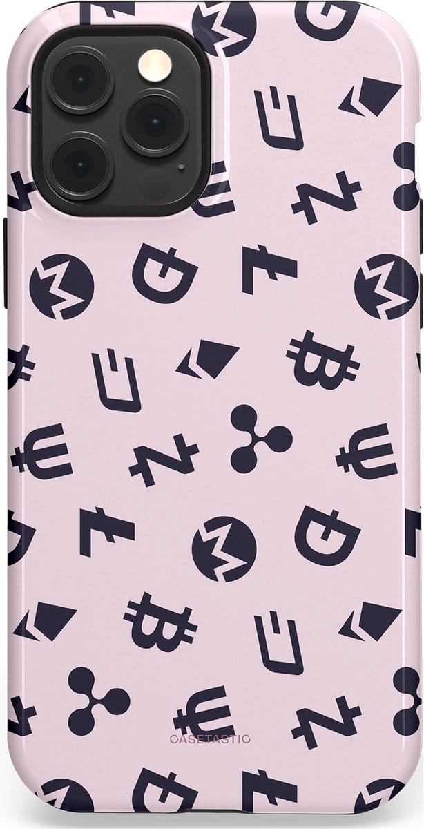 Casetastic hoesje geschikt voor Apple iPhone 12 / Apple iPhone 12 Pro - MagSafe - Dubbellaagse bescherming - Crypto flow - Fashion Case - Lichtgrijs Donkergrijs Wit