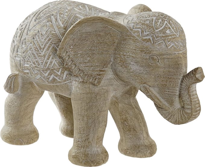 Items Olifant dierenbeeld - beige - polyresin - 28 x 13,5 x 18,5 cm - home decoratie