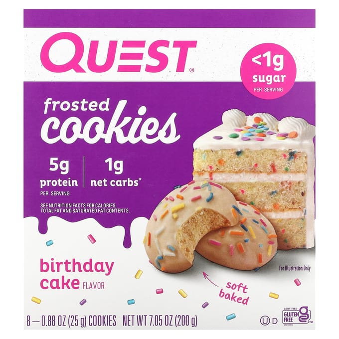 Quest Nutrition Protein Frosted Cookies (8x25g) Birthday Cake - Functionele voeding - Eiwit Snacks