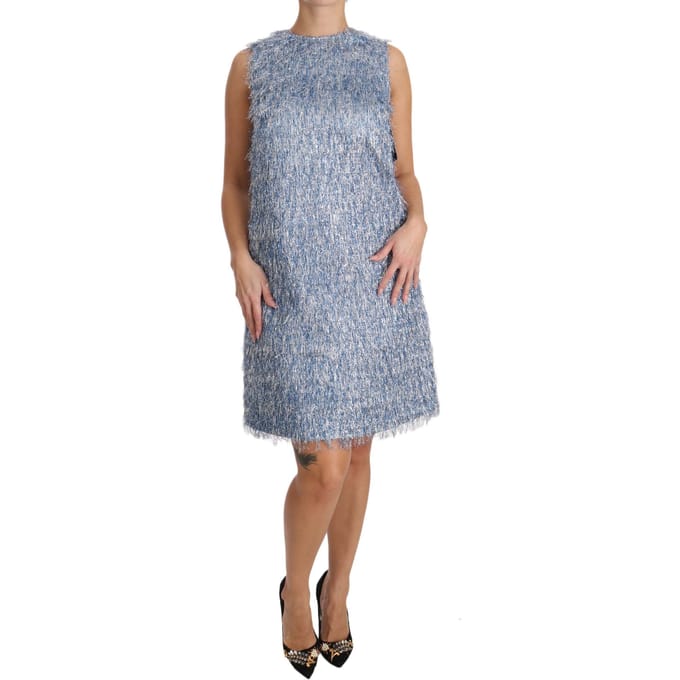 Dolce & Gabbana Lichtblauwe Franje Shift Jurk voor dames