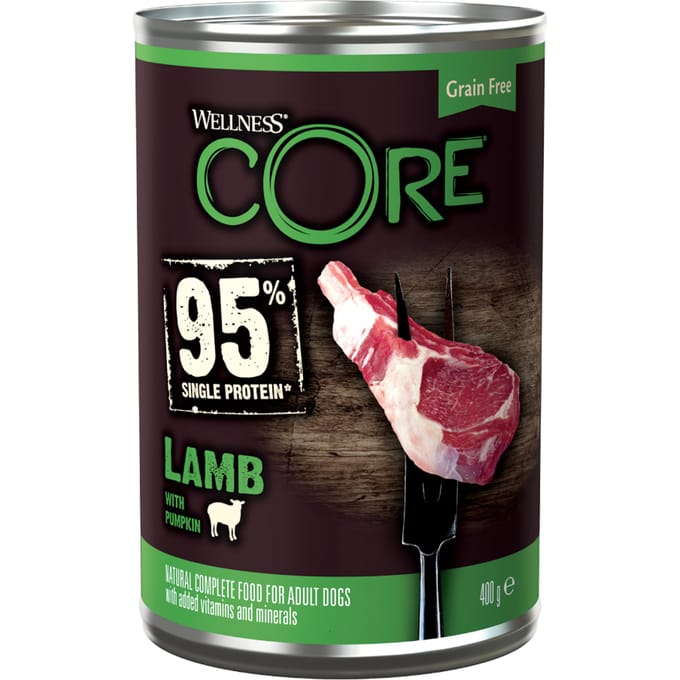 6x400g Lamm & Kürbis Wellness Core Adult 95% Single Protein Hundenassfutter