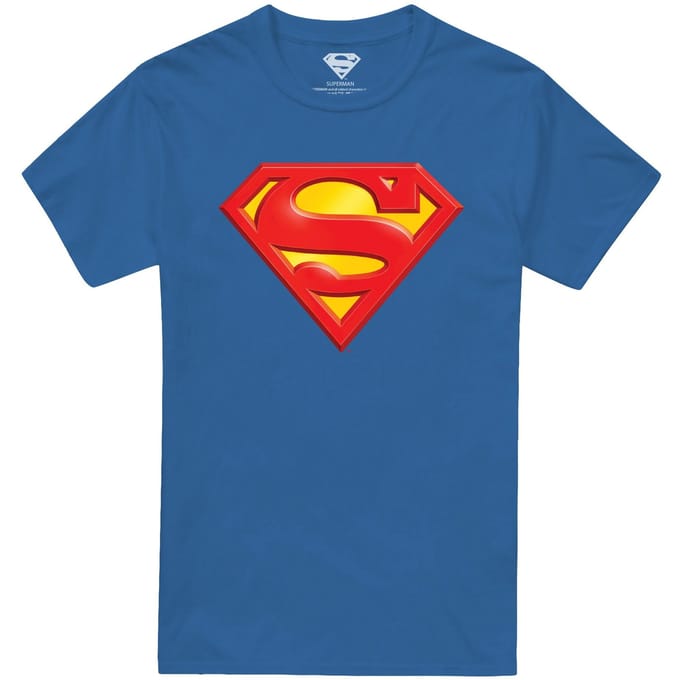 Superman Heren T-shirt met reliëflogo (Koningsblauw)