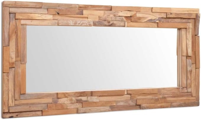 Rustieke Rechthoekige Decoratieve Spiegel met Teakhouten Frame 120x60 cm