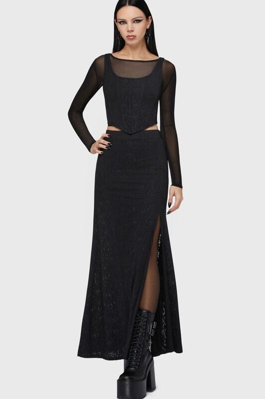 Motionless In White by Killstar - Gothic Maxirok - Lisbeth Maxi Skirt - L tot 4XL - voor Vrouwen - zwart