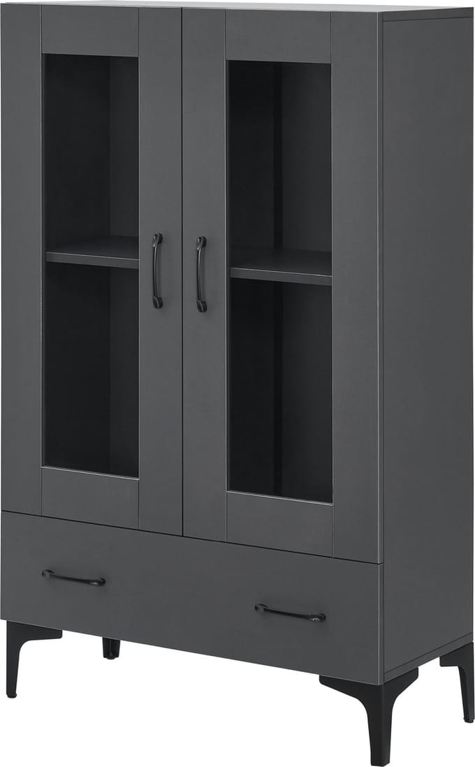 Vitrinekast Søndersø 115x70x31 cm donkergrijs [en.casa]