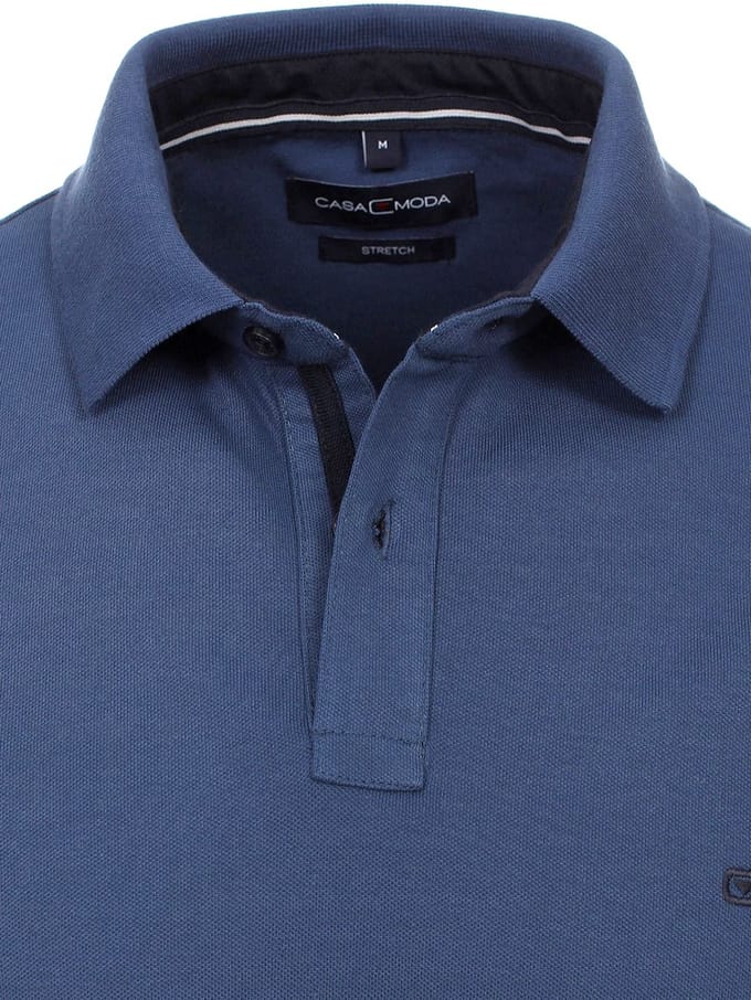 Casa Moda Polo Shirt Comfort Fit Effen Stretch Blauw - L