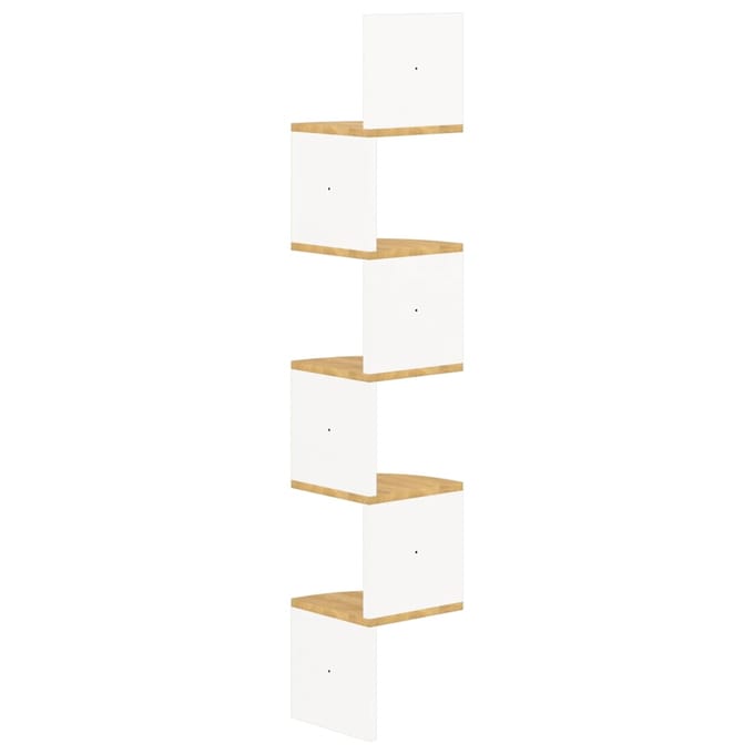 vidaXL - Hoekwandschap - 19x19x123 - cm - bewerkt - hout - wit - en - sonoma - eiken
