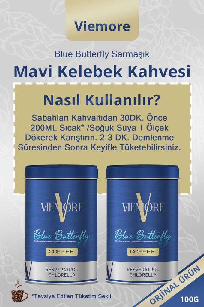 Viemore Blauwe Vlinder Wijnstok Extract RESVERATROL Koffie - Blauwe Vlinder Koffie 100g 1 PRC