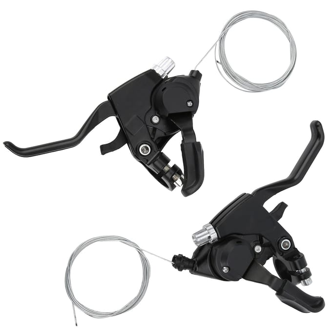 1 Paar 3x7 21 Versnellingen Fiets Rem- en Schakelhendels Combinatieset met Schakelkabel gray