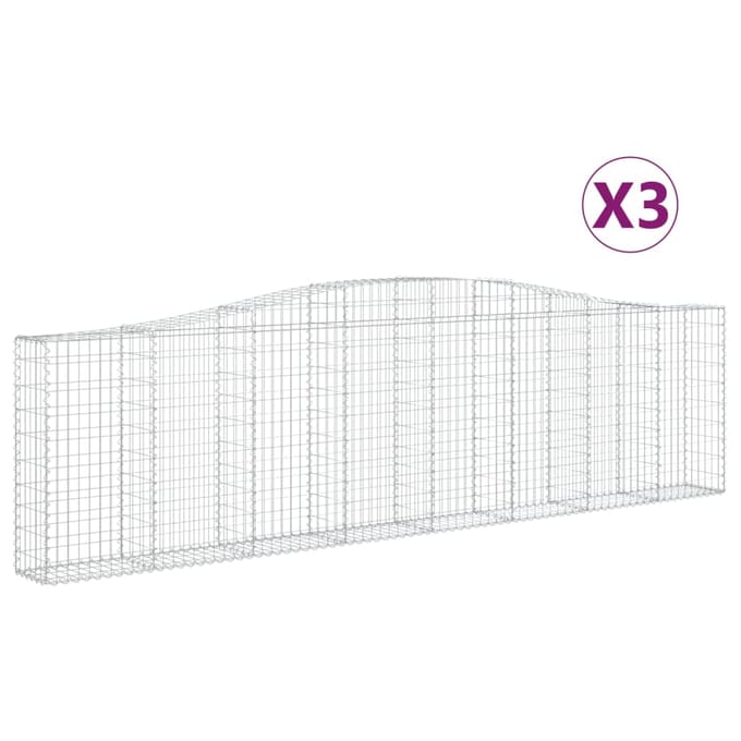 vidaXL - Schanskorven - 3 - st - gewelfd - 400x30x100/120 - cm - ijzer