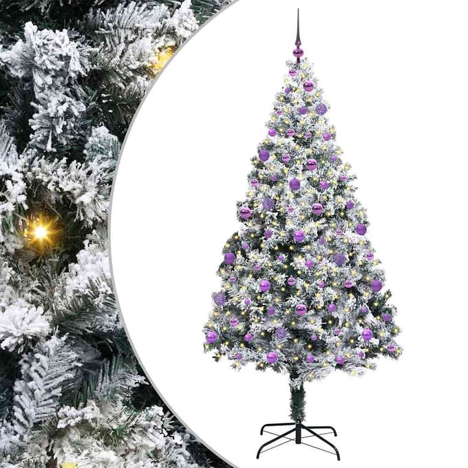 vidaXL - Kunstkerstboom - Wit - 210 - cm - PVC - en - Staal - en - Kunststof