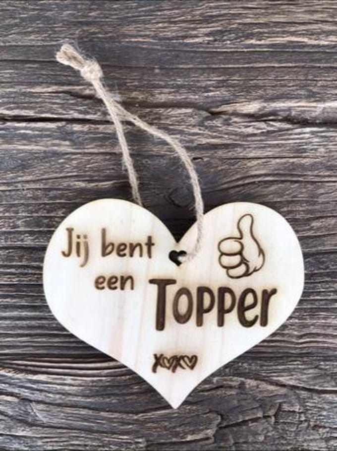 Houten hartje TOPPER