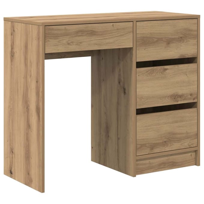 vidaXL - Bureau - Artisan - Eiken - Bewerkt - hout - 90 - x - 37.5 - x - 75 - cm