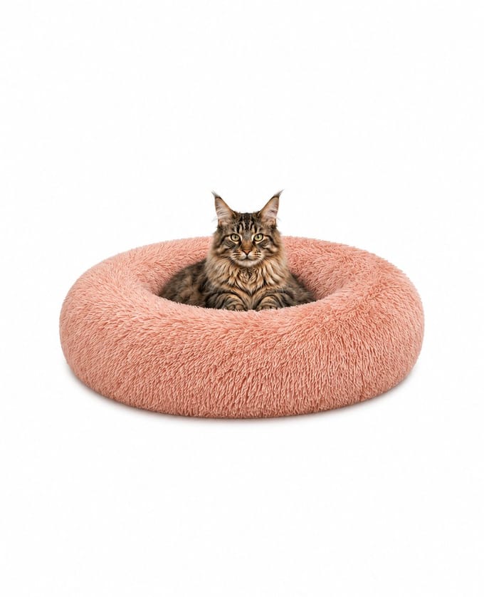lionto Knuffelbed kat, donutvormig & extra zacht Ø60 cm roze