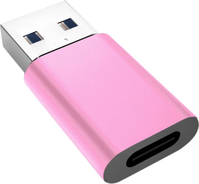Allteq - USB A naar C adapter - USB 3.0 - Aluminium - Roze