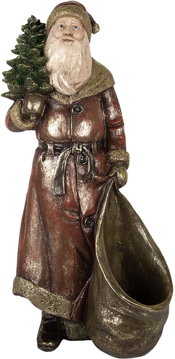Clayre & Eef Kerstdecoratie Beeld Kerstman 24x17x47 cm Rood Kunststof