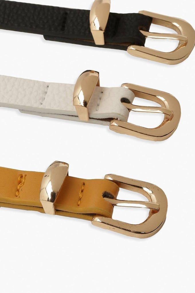 boohoo Dames 3 Pack Skinny Belt | Black