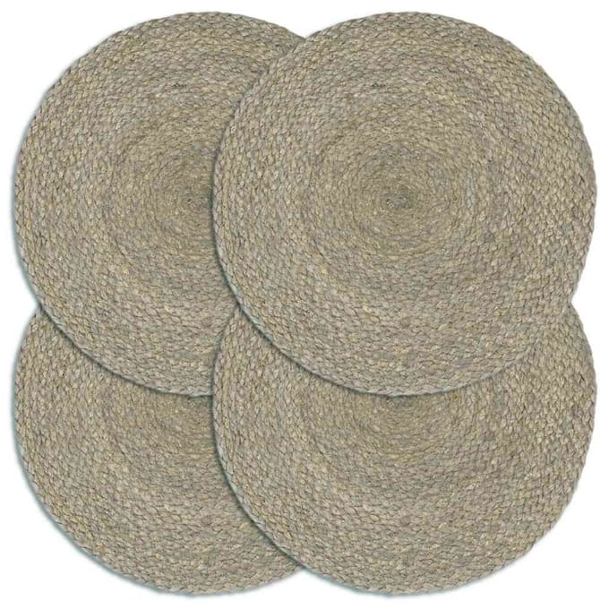 vidaXL - Placemats - 4 - st - rond - 38 - cm - jute - effen - grijs