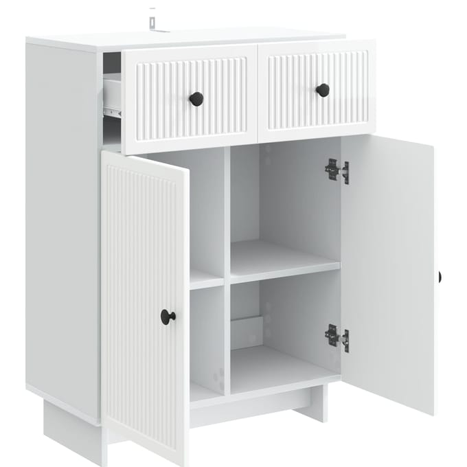 vidaXL - Dressoir - Hoogglans - Wit - 66 - x - 34,5 - x - 90 - cm - Bewerkt - hout