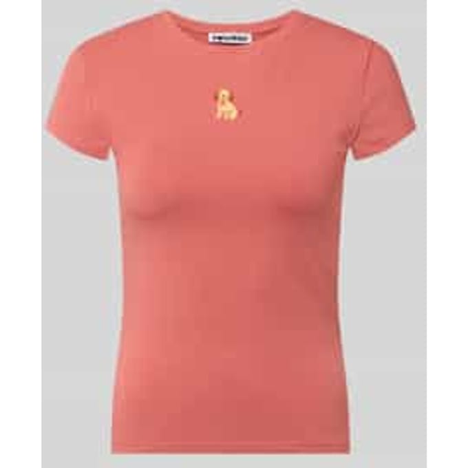 T-shirt met motief-stitching en ronde hals